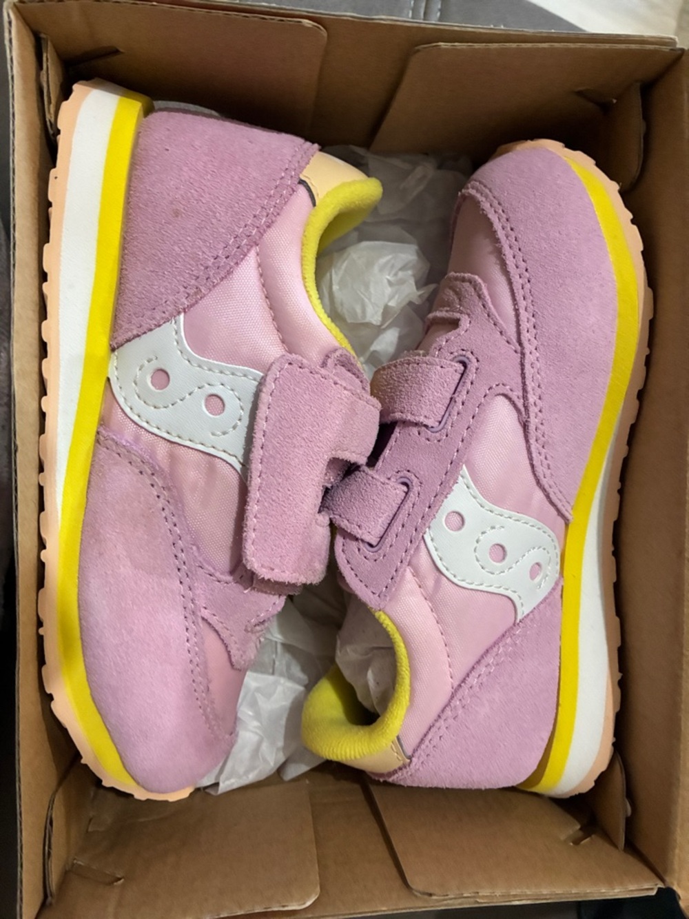 🐾 Saucony Kids Pink & Yellow Velcro Sneakers 10.5